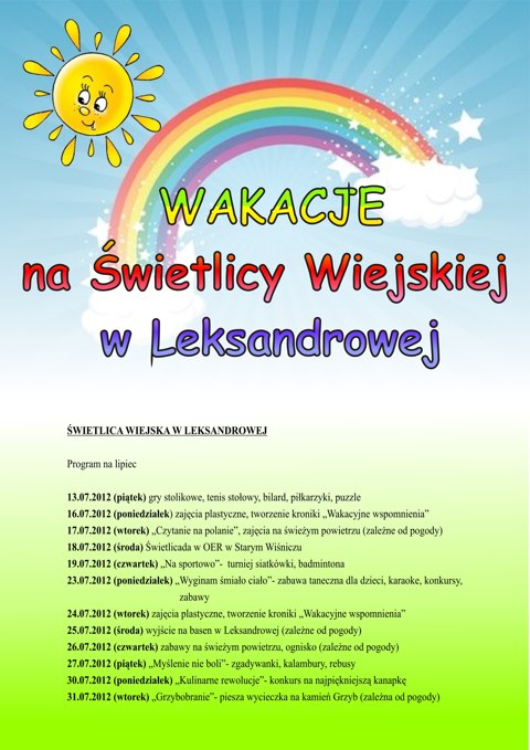 WAKACJE W LEKSANDROWEJ