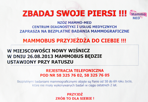 Bezpłatne badania mamograficzne