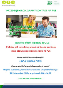 Plakat PUE -płatnicy składek 3 - Bochnia dyżur w US w Bochni