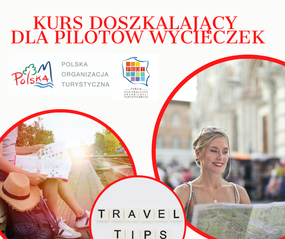 Kurs doszkalający dla pilotów wycieczek plakat